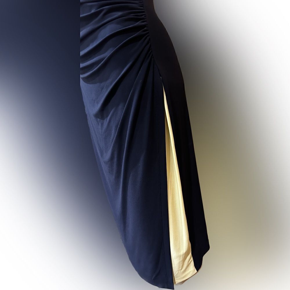 Lauren Ralph Lauren light yellow navy blue Dress SZ 6 - Picture 2 of 8
